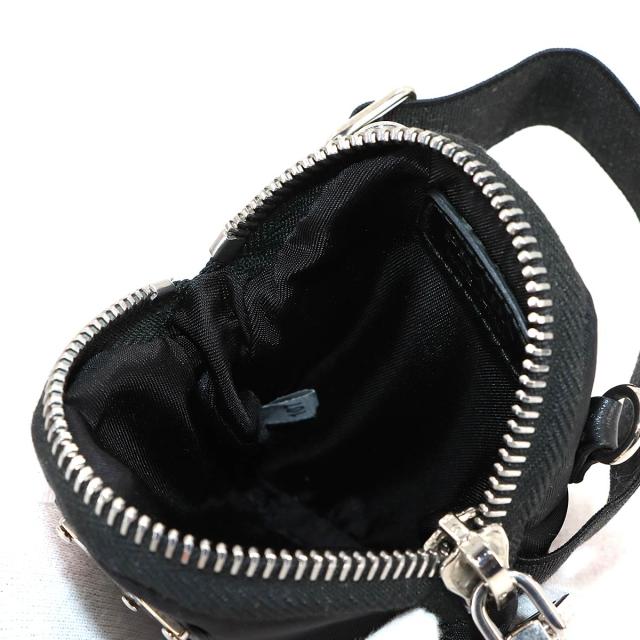 新品同様 プラダ バッグ ラウンド ショルダー ポーチ ナイロン ブラック 1TT129 シルバー 金具 Pouch 90309919 【中古】ブランド_5