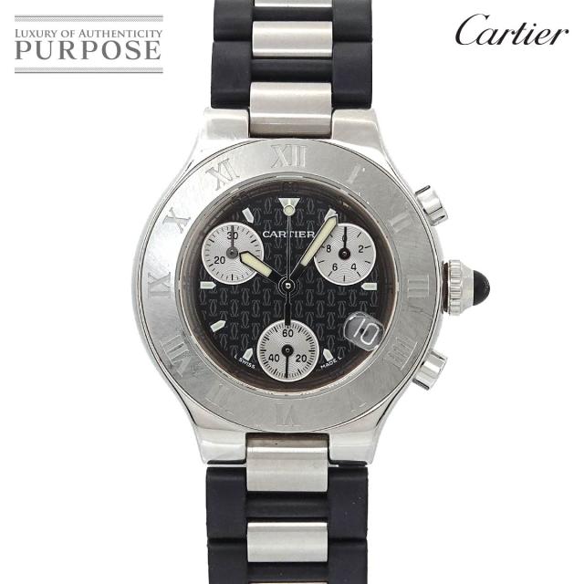 カルティエ マスト21 クロノスカフSM ヴァンティアン W10198U2 クロノグラフ ヴィンテージ デイト クォーツ 90310183 【中古】時計