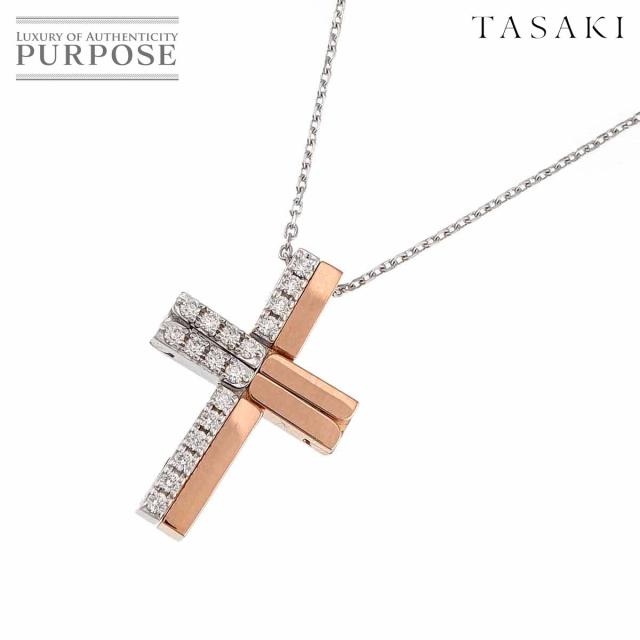 タサキ TASAKI ダイヤ 0.14ct ネックレス 45cm K18 WG PG ホワイト ピンクゴールド 750 田崎真珠 レディース 90310404 【中古】BJ