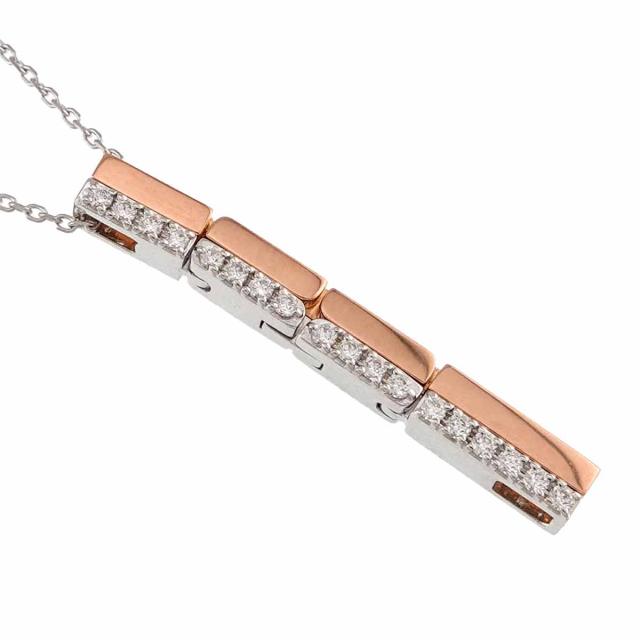 タサキ TASAKI ダイヤ 0.14ct ネックレス 45cm K18 WG PG ホワイト ピンクゴールド 750 田崎真珠 レディース 90310404 【中古】BJ_2