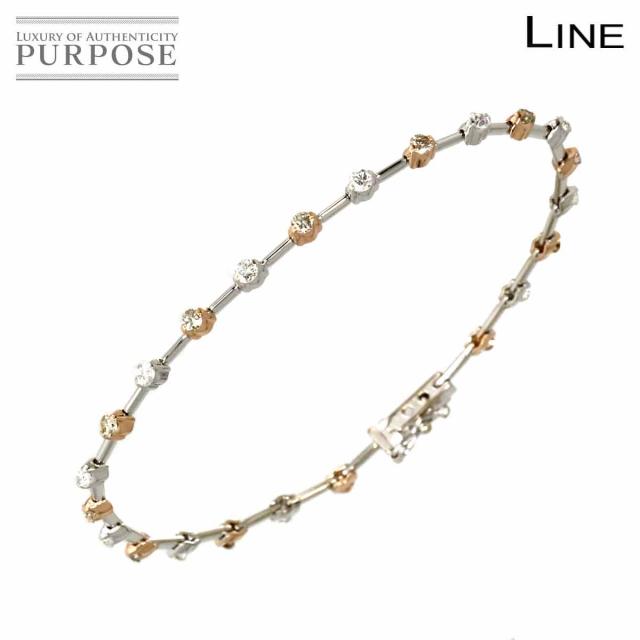 デビアス DE BEERS ライン LINE ダイヤ 1.25ct ブレスレット 18cm K18 WG PG 750 レディース 90310644 【中古】BJ