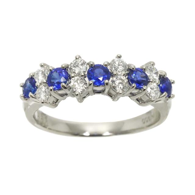 リング 8号 サファイヤ 0.58ct ダイヤ 0.34ct Pt プラチナ 指輪 レディース 90310649 【中古】NJ_1