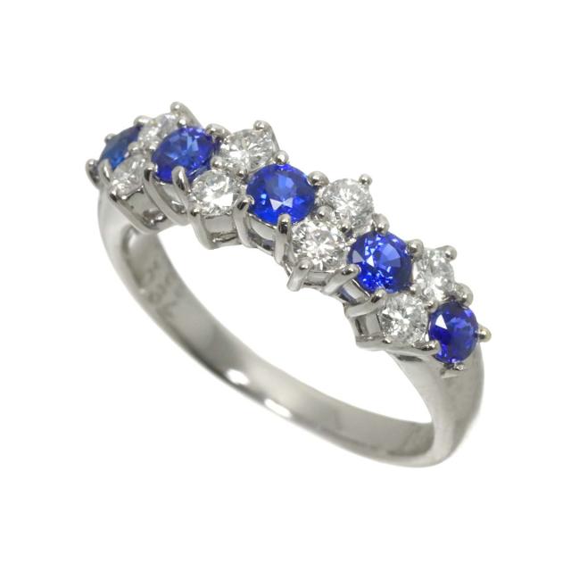 リング 8号 サファイヤ 0.58ct ダイヤ 0.34ct Pt プラチナ 指輪 レディース 90310649 【中古】NJ_2