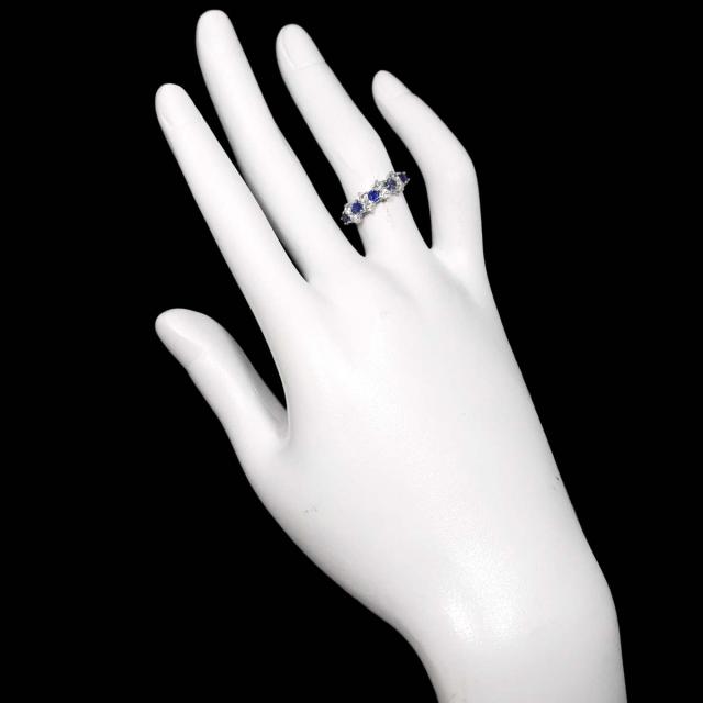 リング 8号 サファイヤ 0.58ct ダイヤ 0.34ct Pt プラチナ 指輪 レディース 90310649 【中古】NJ_7
