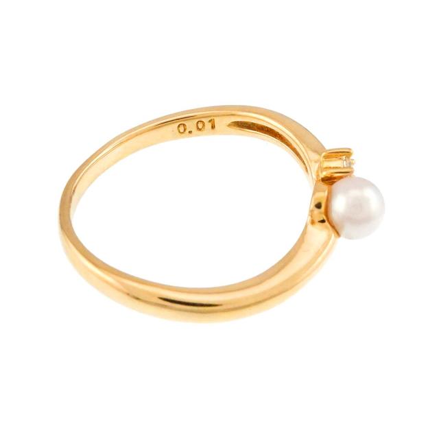 タサキ TASAKI 10号 リング アコヤ真珠 4.0mm ダイヤ 0.01ct K18 YG 750 パール 指輪 レディース 90310715 【中古】BJ_3