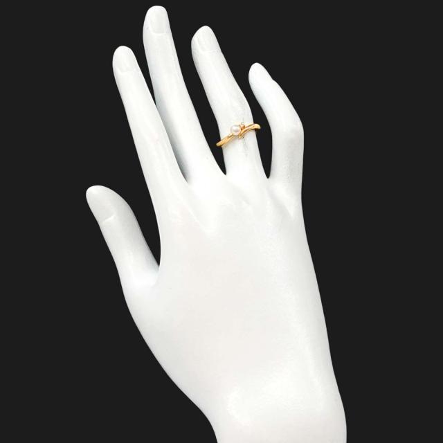 タサキ TASAKI 10号 リング アコヤ真珠 4.0mm ダイヤ 0.01ct K18 YG 750 パール 指輪 レディース 90310715 【中古】BJ_6