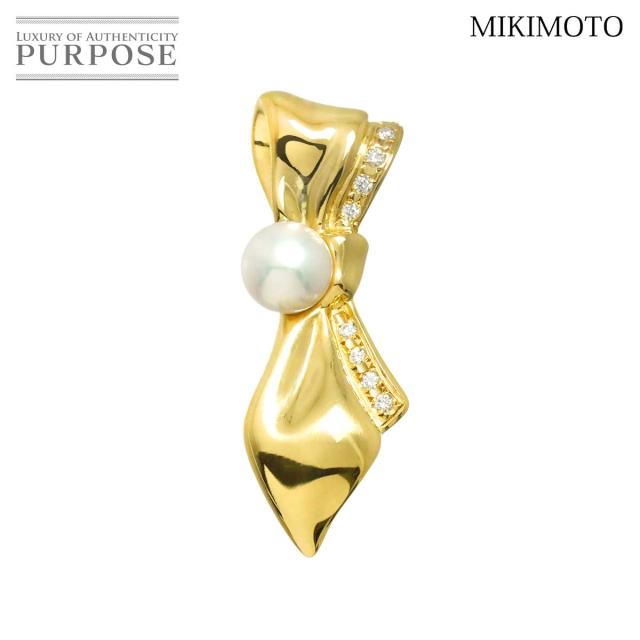 ミキモト MIKIMOTO アコヤ真珠 6.5mm ペンダント トップ K18 YG 750 パール リボン レディース 90310860 【中古】BJ
