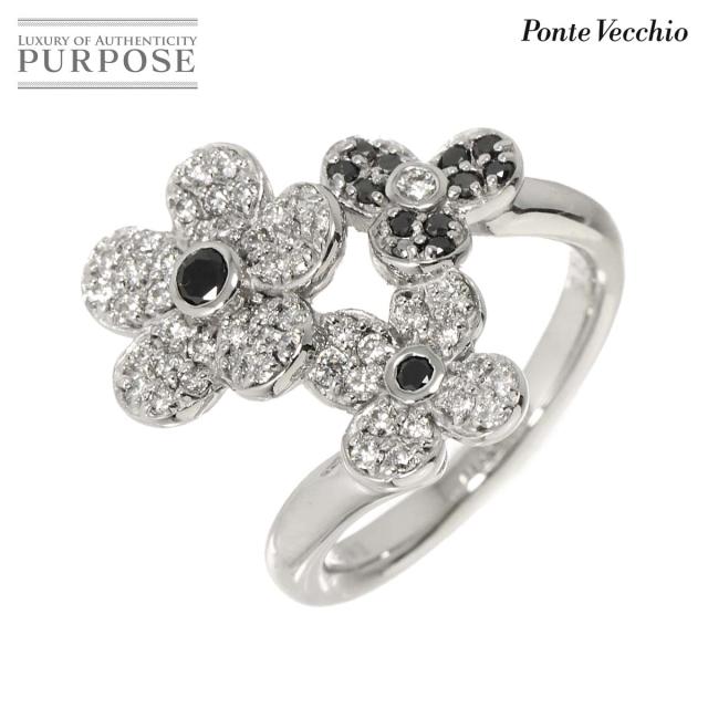 ポンテヴェキオ Ponte Vecchio 10.5号 リング ダイヤ 0.45ct/0.20ct K18 WG ホワイトゴールド 750 花 レディース 90310865 【中古】BJ