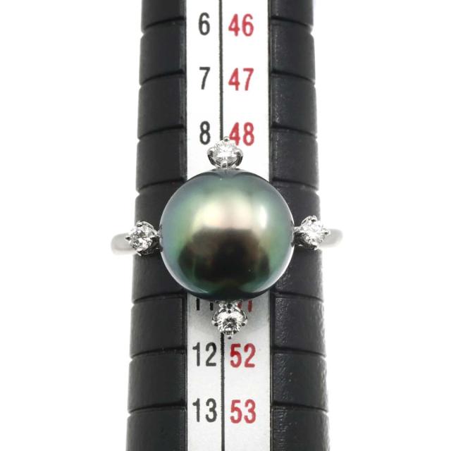 タサキ TASAKI 10号 リング 黒蝶真珠 10.9mm ダイヤ 0.12ct Pt プラチナ 指輪 パール 田崎真珠 レディース 90311499 【中古】BJ_6