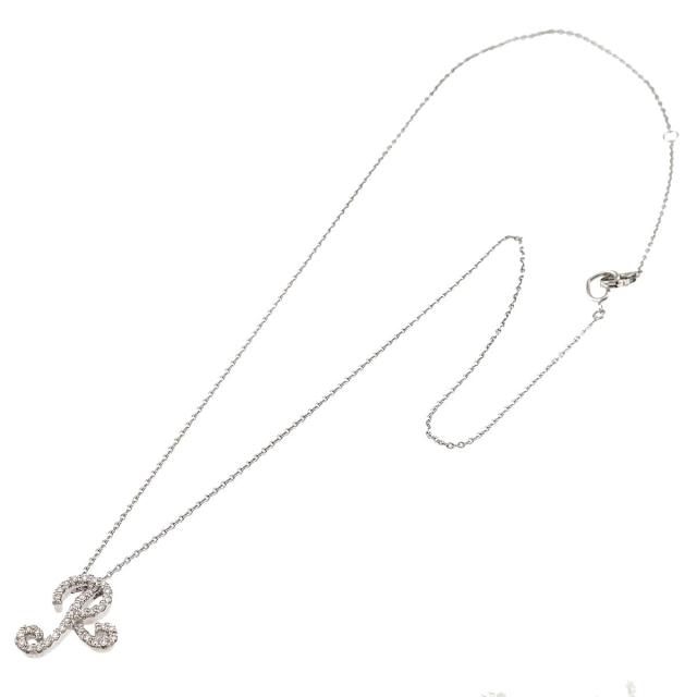 ポンテヴェキオ Ponte Vecchio ダイヤ 0.18ct ネックレス 40cm K18 WG 750 イニシャル R レディース 90311581 【中古】BJ_1