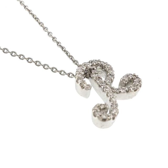 ポンテヴェキオ Ponte Vecchio ダイヤ 0.18ct ネックレス 40cm K18 WG 750 イニシャル R レディース 90311581 【中古】BJ_2