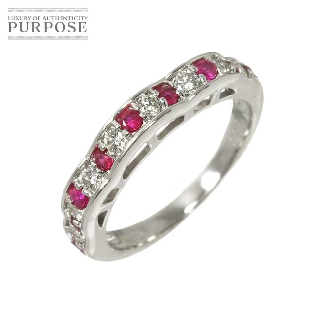 リング 14号 ルビー 0.25ct ダイヤ 0.25ct Pt プラチナ 指輪 レディース 90311589 【中古】NJ