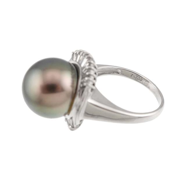 リング 11号 黒蝶真珠 12.6mm ダイヤ 0.50ct Pt プラチナ パール 指輪 レディース 90312133 【中古】NJ_3