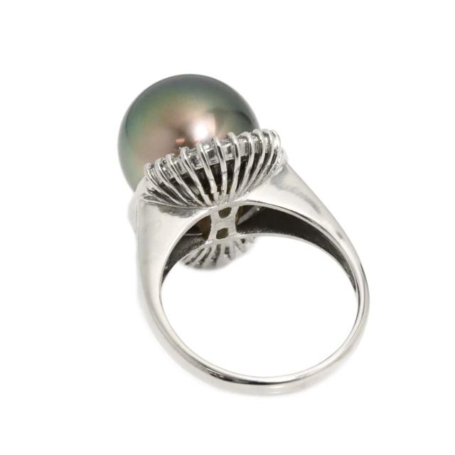 リング 11号 黒蝶真珠 12.6mm ダイヤ 0.50ct Pt プラチナ パール 指輪 レディース 90312133 【中古】NJ_4