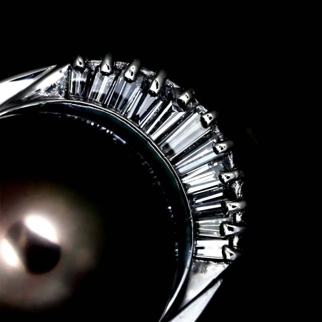リング 11号 黒蝶真珠 12.6mm ダイヤ 0.50ct Pt プラチナ パール 指輪 レディース 90312133 【中古】NJ_6