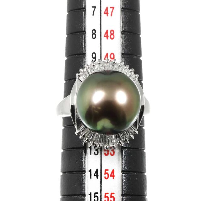 リング 11号 黒蝶真珠 12.6mm ダイヤ 0.50ct Pt プラチナ パール 指輪 レディース 90312133 【中古】NJ_7