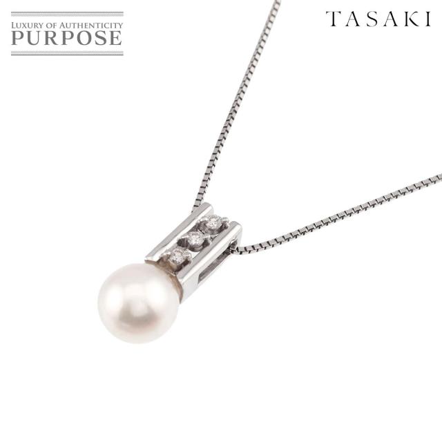 タサキ TASAKI アコヤ真珠 7.0mm ダイヤ 0.03ct ネックレス 42cm K18 WG 750 レディース 90312882 【中古】BJ