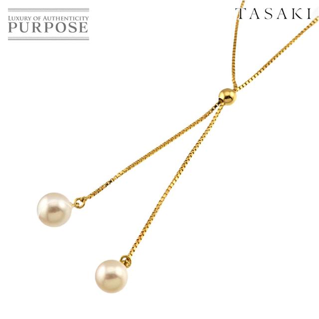 タサキ TASAKI アコヤ真珠 6.9-6.2mm ネックレス 49cm K18 YG イエロー 