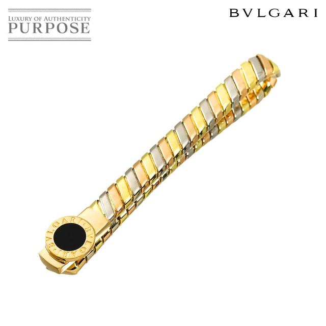 ブルガリ BVLGARI ダブルロゴ トゥボガス オニキス タイピン K18 YG WG PG スリーゴールド 750 750 タイバー メンズ 90313589 【中古】BJ
