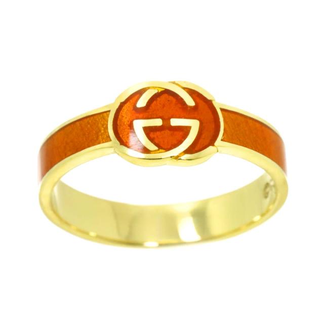 グッチ GUCCI インターロッキング リング 12.5号 エナメル K18 YG イエローゴールド 750 指輪 レディース 90313645 【中古】BJ_1