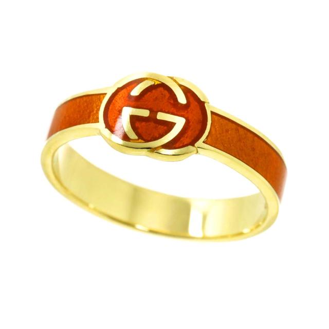 グッチ GUCCI インターロッキング リング 12.5号 エナメル K18 YG イエローゴールド 750 指輪 レディース 90313645 【中古】BJ_3