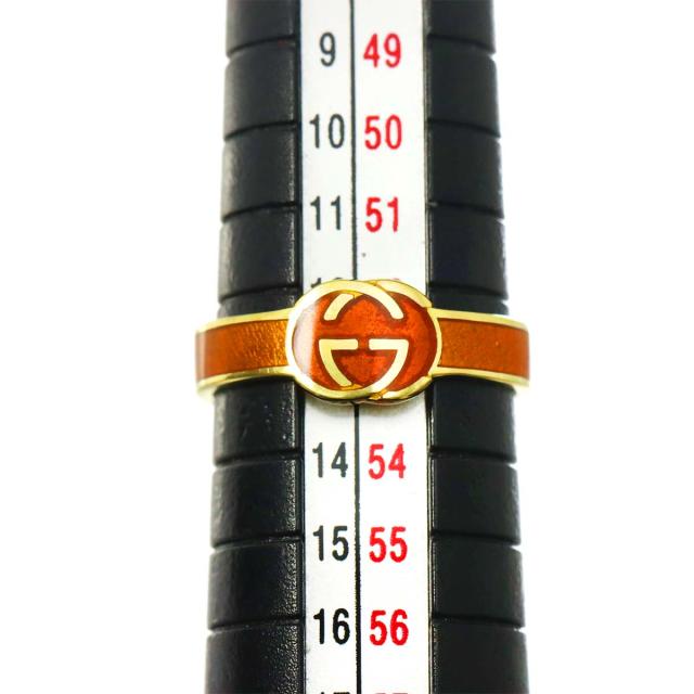 グッチ GUCCI インターロッキング リング 12.5号 エナメル K18 YG イエローゴールド 750 指輪 レディース 90313645 【中古】BJ_4