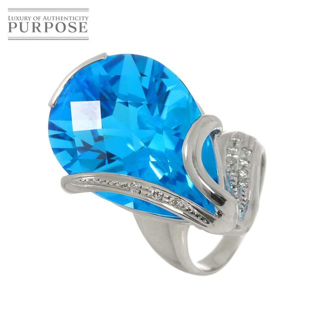 リング 10.5号 ブルートパーズ 41.78ct ダイヤ 0.11ct K18 WG ホワイトゴールド 750 指輪 レディース 90313651 【中古】NJ