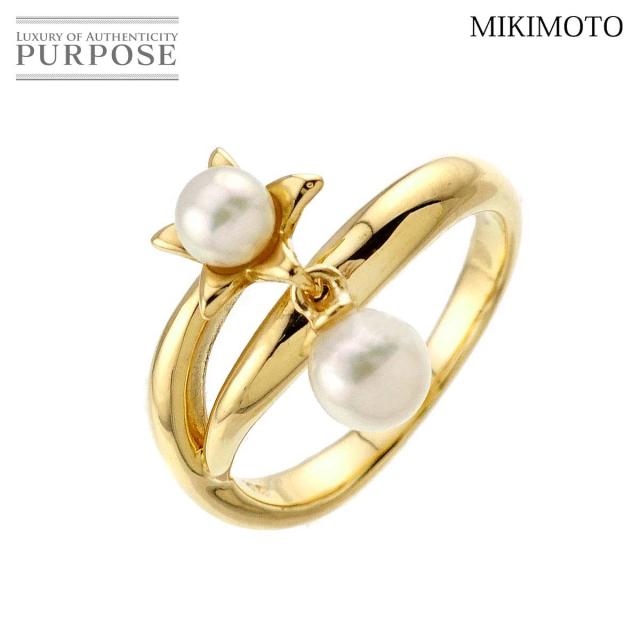 ミキモト MIKIMOTO ペルリータ アコヤ真珠 4.6-3.8mm リング 7号 K18 