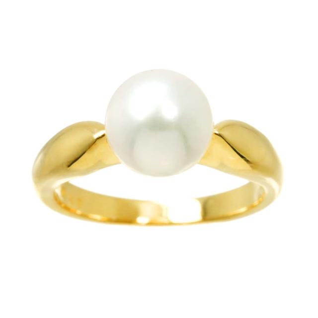 ミキモト MIKIMOTO 10号 リング アコヤ真珠 8.2mm K18 YG イエロー