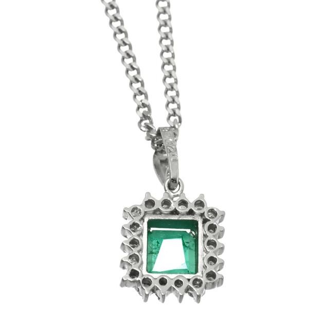 エメラルド 0.73ct ダイヤ 0.20ct Pt プラチナ ネックレス 40cm 