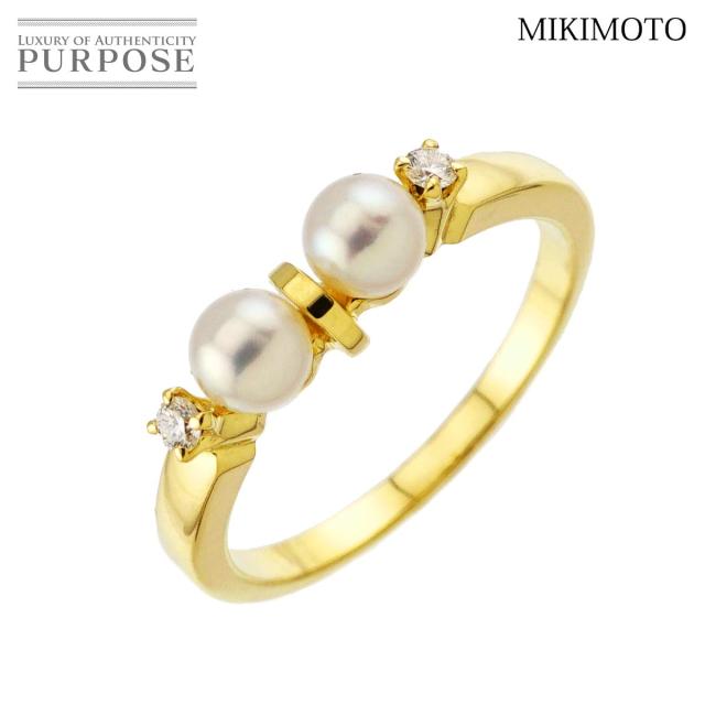 ミキモト MIKIMOTO 9号 リング ベビーパール 3.8mm ダイヤ K18 YG イエローゴールド 750 真珠 指輪 レディース 90315511 【中古】BJ