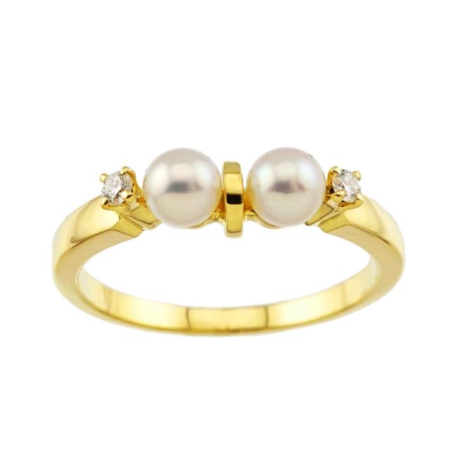 ミキモト MIKIMOTO 9号 リング ベビーパール 3.8mm ダイヤ K18 YG 