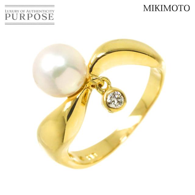 ミキモト MIKIMOTO 11号 リング アコヤ真珠 7.1mm ダイヤ K18 YG イエローゴールド 750 パール 指輪 レディース 90315512 【中古】BJ