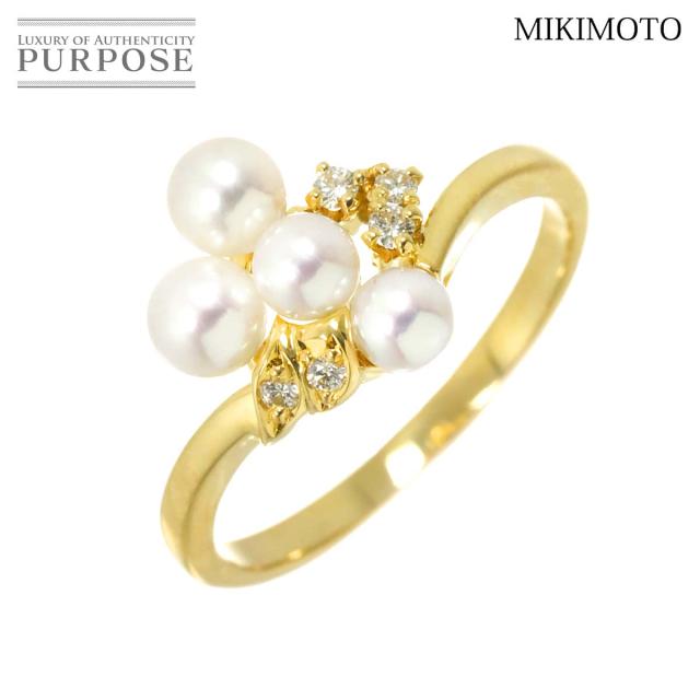 ミキモト MIKIMOTO 12号 リング ベビーパール 4.0-3.5mm ダイヤ K18 YG イエローゴールド 750 真珠 指輪 レディース 90315546 【中古】BJ