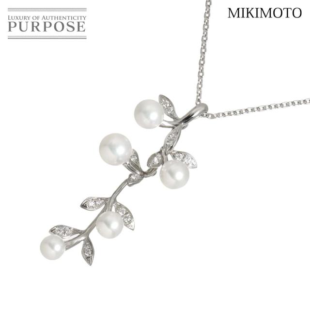 ミキモト MIKIMOTO アコヤ真珠 6.7-5.1mm ダイヤ ネックレス 45cm K18 WG 750 パール レディース 90315586 【中古】BJ
