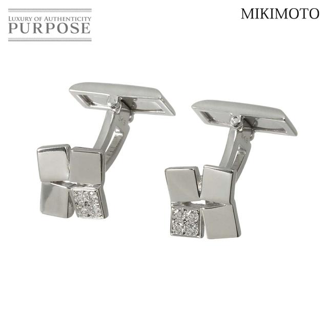 ミキモト MIKIMOTO ダイヤ 0.14ct/0.14ct カフス K18 WG ホワイトゴールド 750 カフリンクス メンズ 90315682 【中古】BJ