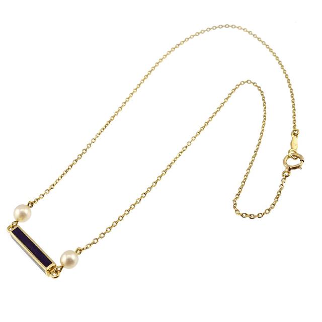 ミキモト MIKIMOTO アコヤ真珠 4.3-4.1mm エナメル ネックレス 33.5cm K18 YG 750 パール レディース 90315752 【中古】BJ_1