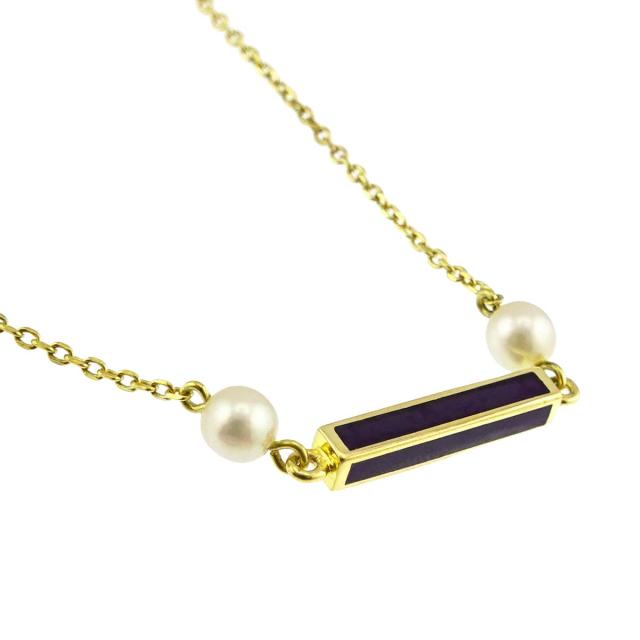 ミキモト MIKIMOTO アコヤ真珠 4.3-4.1mm エナメル ネックレス 33.5cm K18 YG 750 パール レディース 90315752 【中古】BJ_2