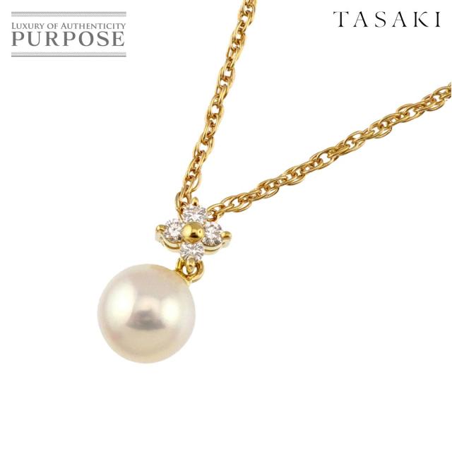 タサキ TASAKI アコヤ真珠 6.3mm ダイヤ 0.05ct ネックレス 40cm K18 