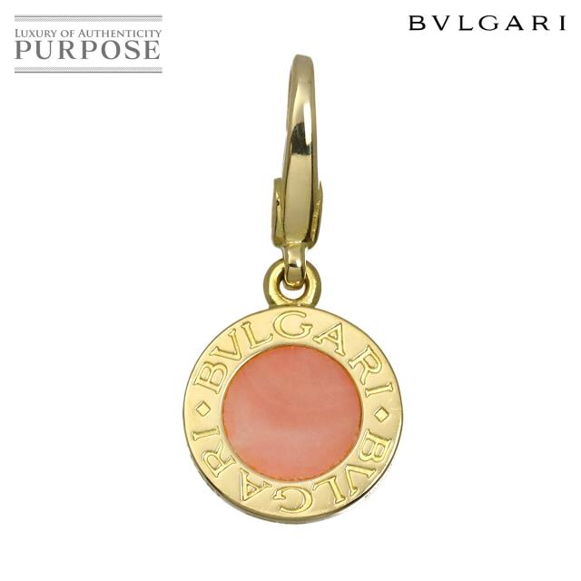 ブルガリ BVLGARI ダブル ロゴ ペンダント トップ サンゴ K18 YG 750 レディース 90315769 【中古】BJ