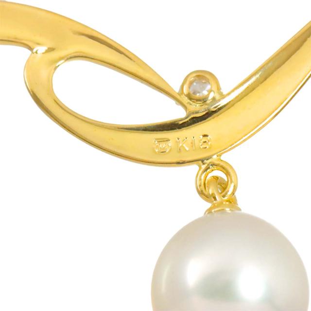 ミキモト MIKIMOTO アコヤ真珠 7.3mm ダイヤ ネックレス 42cm K18 YG イエローゴールド 750 パール レディース 90315832 【中古】BJ_3