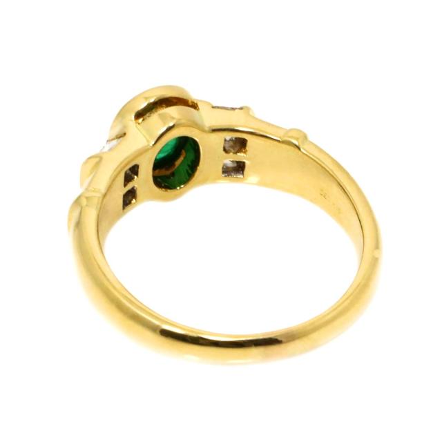 リング 12.5号 エメラルド 0.65ct ダイヤ 0.30ct K18 YG イエローゴールド 750 指輪 【鑑別カード付き】 レディース 90316286 【中古】NJ_4