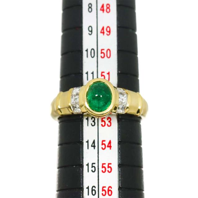 リング 12.5号 エメラルド 0.65ct ダイヤ 0.30ct K18 YG イエローゴールド 750 指輪 【鑑別カード付き】 レディース 90316286 【中古】NJ_6