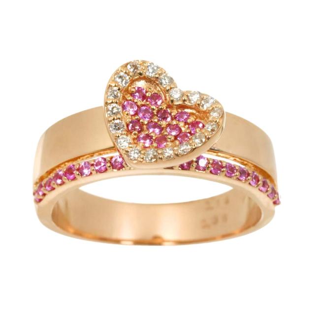ポンテヴェキオ Ponte Vecchio 12号 リング サファイヤ 0.36ct ダイヤ 0.15ct K18 PG 750 指輪 ハート レディース 90316332 【中古】BJ_1