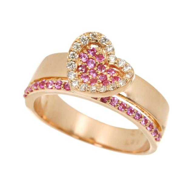 ポンテヴェキオ Ponte Vecchio 12号 リング サファイヤ 0.36ct ダイヤ 0.15ct K18 PG 750 指輪 ハート レディース 90316332 【中古】BJ_4