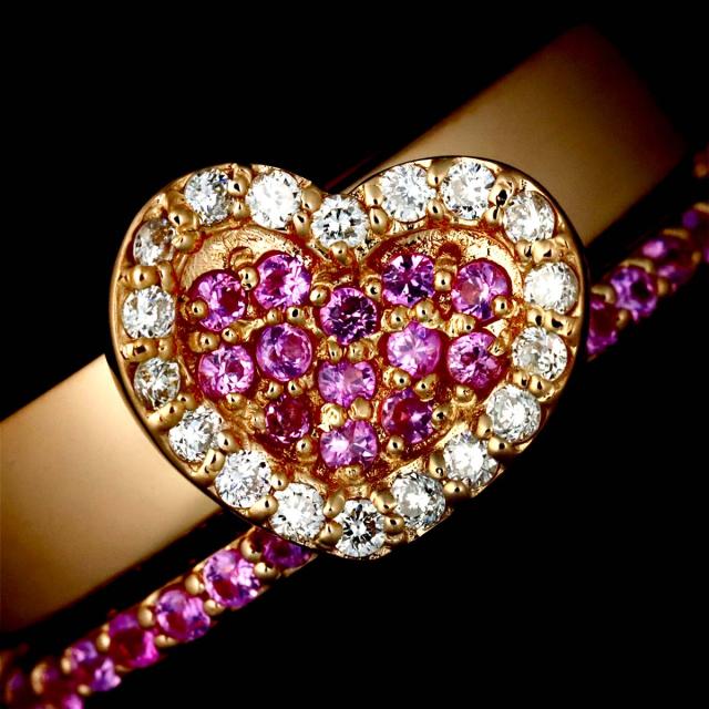 ポンテヴェキオ Ponte Vecchio 12号 リング サファイヤ 0.36ct ダイヤ 0.15ct K18 PG 750 指輪 ハート レディース 90316332 【中古】BJ_5