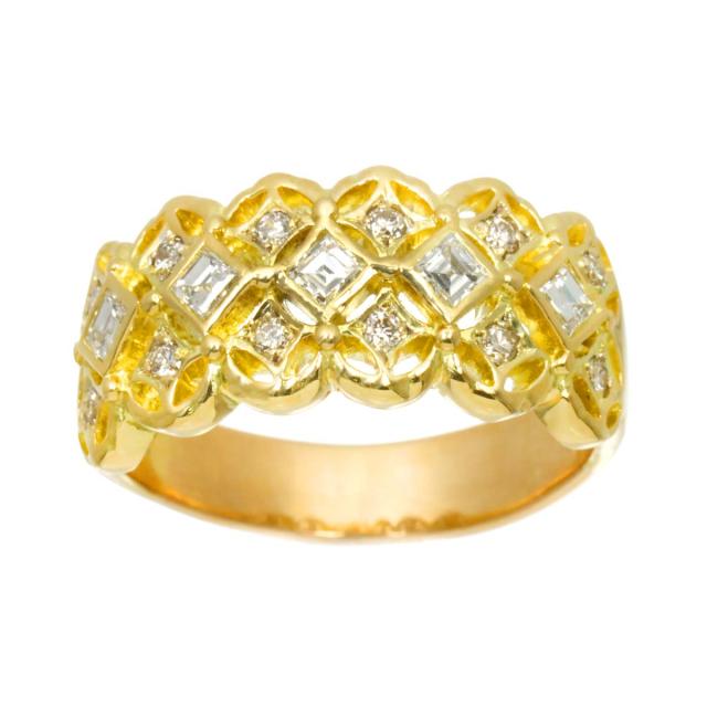 リング 17.5号 ダイヤ 0.70ct K18 YG イエローゴールド 750 指輪 【鑑別カード付き】 レディース 90316425 【中古】NJ_1