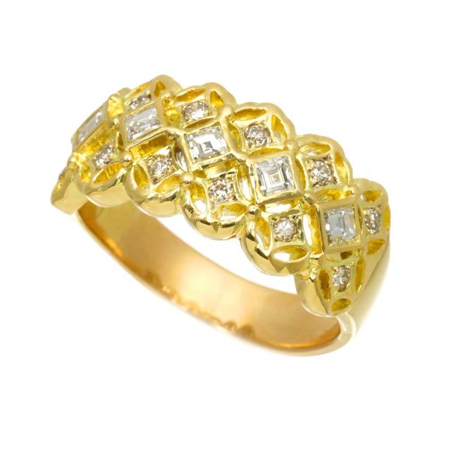 リング 17.5号 ダイヤ 0.70ct K18 YG イエローゴールド 750 指輪 【鑑別カード付き】 レディース 90316425 【中古】NJ_2