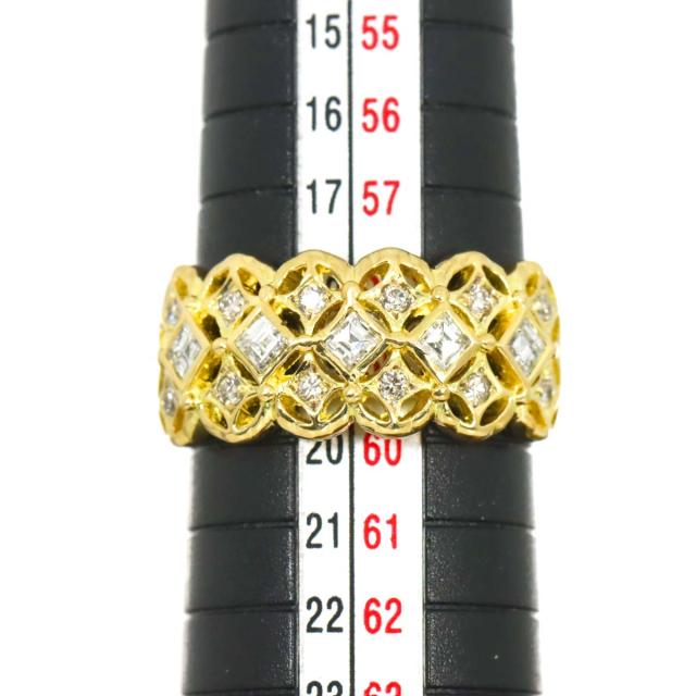 リング 17.5号 ダイヤ 0.70ct K18 YG イエローゴールド 750 指輪 【鑑別カード付き】 レディース 90316425 【中古】NJ_6