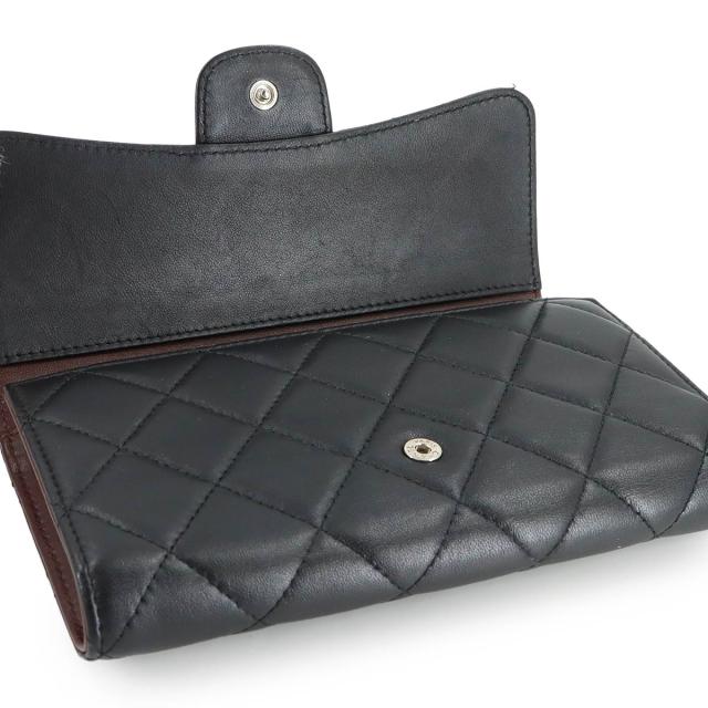 シャネル 財布 マトラッセ 三つ折り 長財布 ラムスキン ブラック A31506 シルバー 金具 レディース 90316682 【中古】ブランド_5